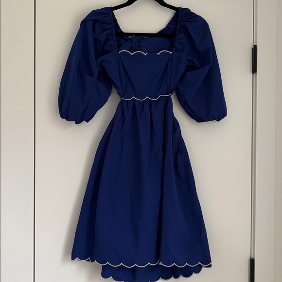 :Price Firm: Anthropologie Forever That Girl Scalloped Mini Dress in Blue - Picture 5 of 10